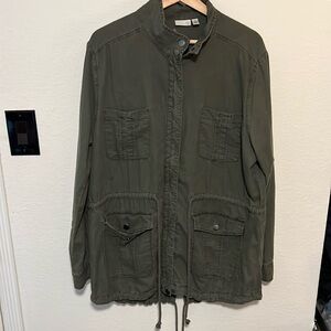 BP Olive Green Collared Full Zip Drawstring Cargo Jacket